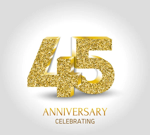 45周年纪念横幅 第四十五周年纪念3D 黄金元素标志 — 图库矢量图片