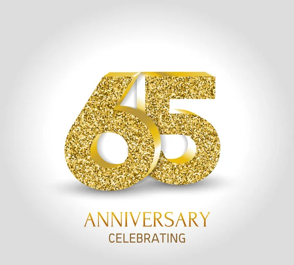 Year Anniversary Banner 65Th Anniversary Logo Gold Elements — Stock Vector