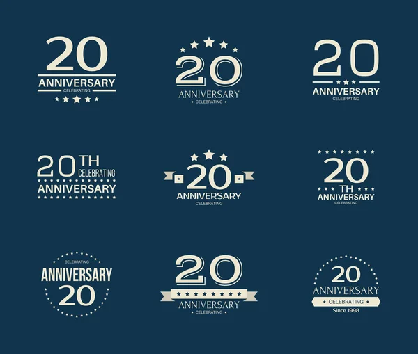 Χρόνια Επέτειο Εορτασμού Λογότυπο 20Η Επέτειος Λογότυπο Που — Διανυσματικό Αρχείο