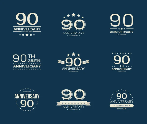 Έτος Επέτειος Γιορτάζοντας Λογότυπο 90Η Επέτειος Λογότυπο Που Διάνυσμα Αρχείου