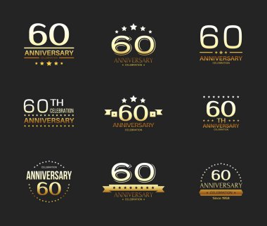 60 yıldönümü kutlama logo koymak. 60 yıl jübile afiş.