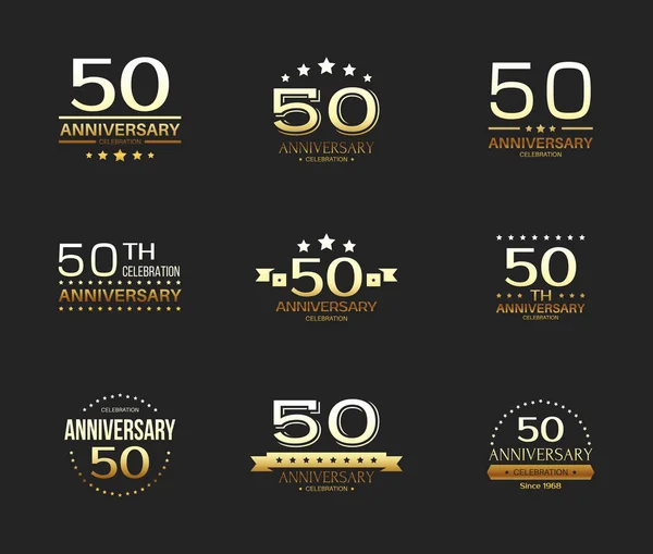 50Th Aniversário Celebração Logotipo Definido Bandeira Jubilar Anos —  Vetores de Stock