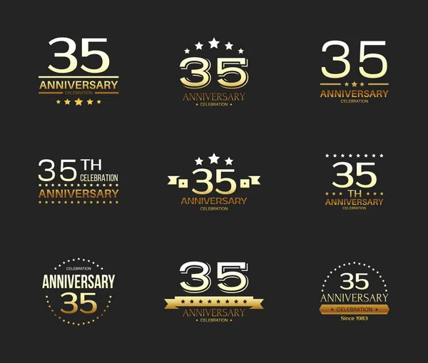 35Η Επέτειο Εορτασμού Σετ Logo Έτος Ιωβηλαίου Banner — Διανυσματικό Αρχείο