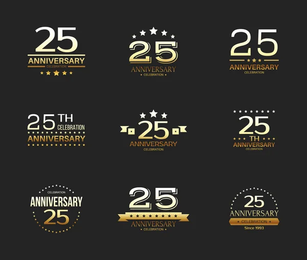 25Th Anniversary Celebration Logo Set Jaar Jubileum Spandoek — Stockvector