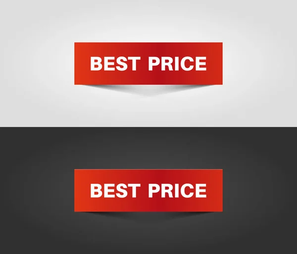 Red Best Price Banner Shadow White Dark Background Vector Illustration — Stock Vector
