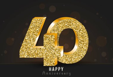 40 - yıl evlilik yıldönümümüz kutlu olsun afiş. koyu arka plan üzerinde 40 yıldönümü altın logo.