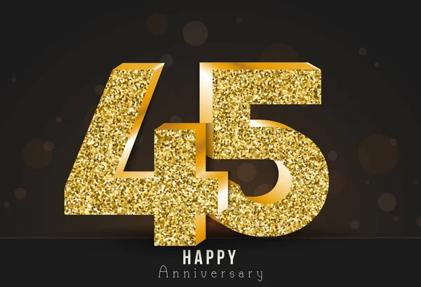 Έτος Ευτυχισμένη Επέτειο Πανό 45Η Επέτειο Χρυσό Λογότυπο Σκούρο Φόντο — Διανυσματικό Αρχείο