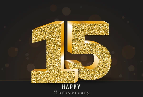 Year Happy Anniversary Banner 15Th Anniversary Gold Logo Dark Background — Stock Vector
