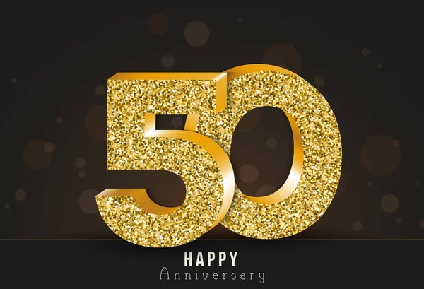 Letá Nápis Happy Výročí Výročí Zlaté Logo Tmavém Pozadí — Stockový vektor