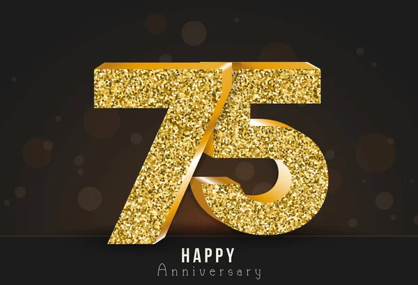 Ευτυχισμένη Επέτειο Banner Έτους 75Η Επέτειος Χρυσό Λογότυπο Σκούρο Φόντο Εικονογράφηση Αρχείου