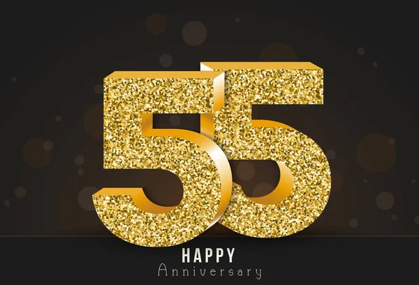 Banner Ευτυχισμένη Επέτειο Έτους 55Η Επέτειος Χρυσό Λογότυπο Σκούρο Φόντο Εικονογράφηση Αρχείου