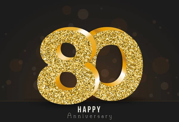 Έτος Happy Επέτειο Πανό 80Η Επέτειος Χρυσό Λογότυπο Σκούρο Φόντο Διανυσματικά Γραφικά
