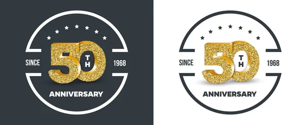 50Η Επέτειος Λογότυπο Σκοτεινό Και Λευκό Φόντο Πανό Επέτειο Έτους Διανυσματικά Γραφικά