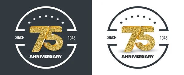 75Η Επέτειος Λογότυπο Σκοτεινό Και Λευκό Φόντο Έτους Επέτειο Πανό Royalty Free Διανύσματα Αρχείου