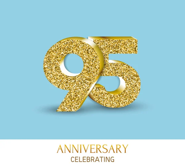 95th anniversary card template with 3d gold colored elements. Can be used with any background. — Stock Vector