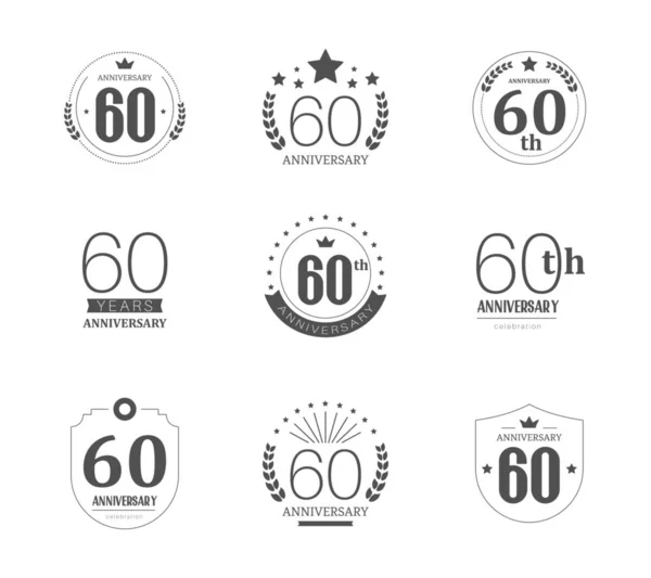 60 jaar verjaardag logo set. 60ste verjaardag iconen. — Stockvector