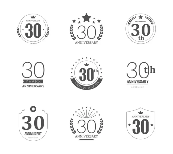 30 주년 기념 로고 세트. 30주년 기념 아이콘. — 스톡 벡터