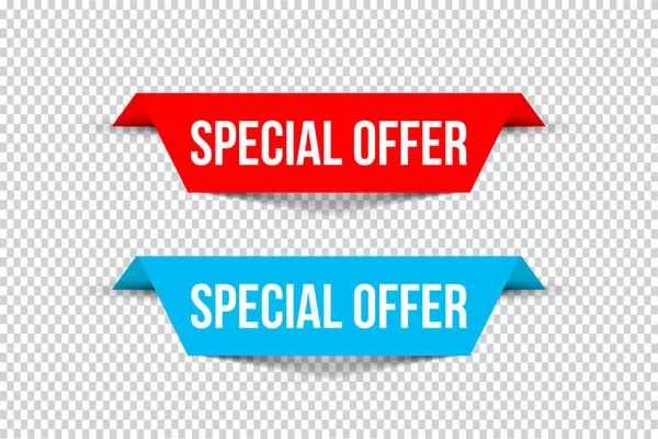 Special offer banners with shadows on transparent background. Ca — Stock Vector