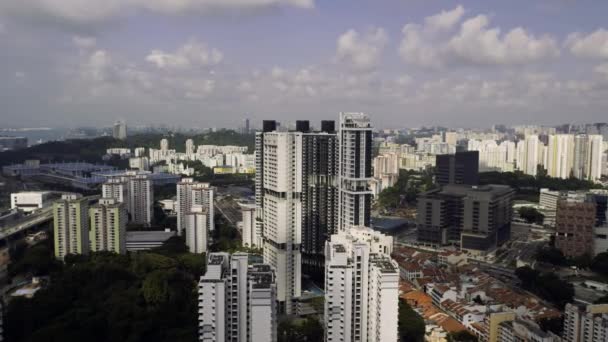 Zobacz panoramę Singapuru na piękny słoneczny dzień jasny — Wideo stockowe