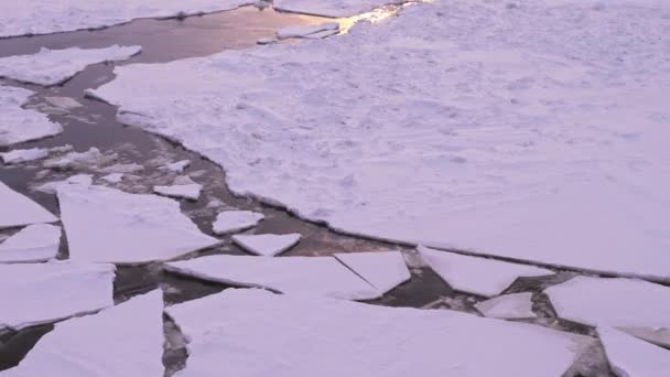 Vista del hielo en el océano Ártico con luz solar — Vídeos de Stock