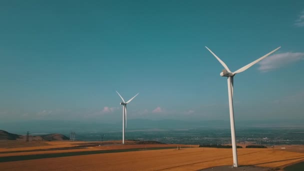 Вітрові Турбіни Заході Сонця — стокове відео