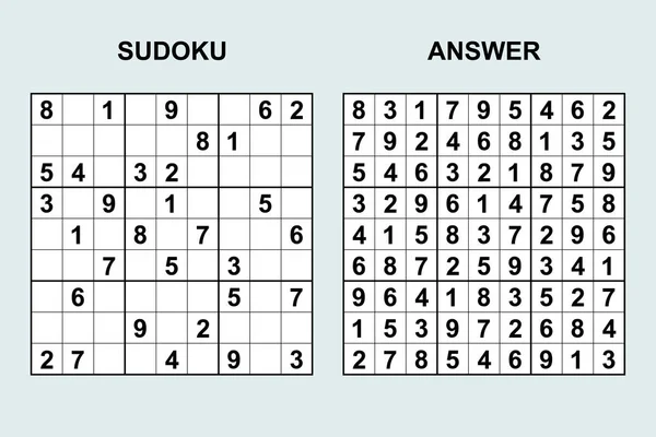 Vektor Sudoku Válasz 122 Puzzle Játék Számokkal — Stock Vector