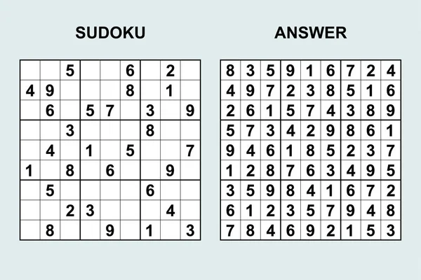 Vector Sudoku Com Resposta 120 Jogo Puzzle Com Números —  Vetores de Stock