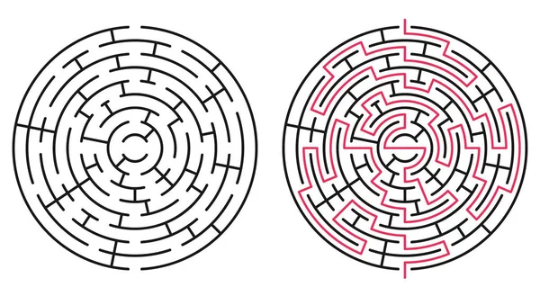 Abstraktní Kruh Maze Labyrint Vstupu Výstupu Vektor Labyrint 237 — Stockový vektor