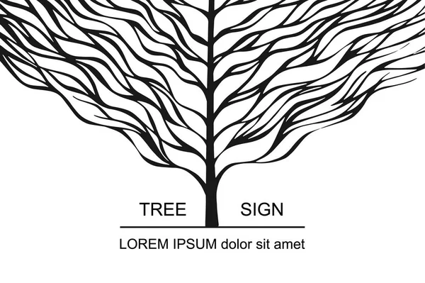 Sinal Árvore Estilizado Símbolo Banner Conceito Silhueta Árvore Abstrata Desenhada — Vetor de Stock
