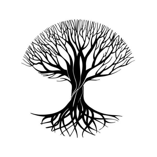 Símbolo Círculo Silhueta Árvore Sinal Logotipo Emblema Ícone Árvore Preta — Vetor de Stock