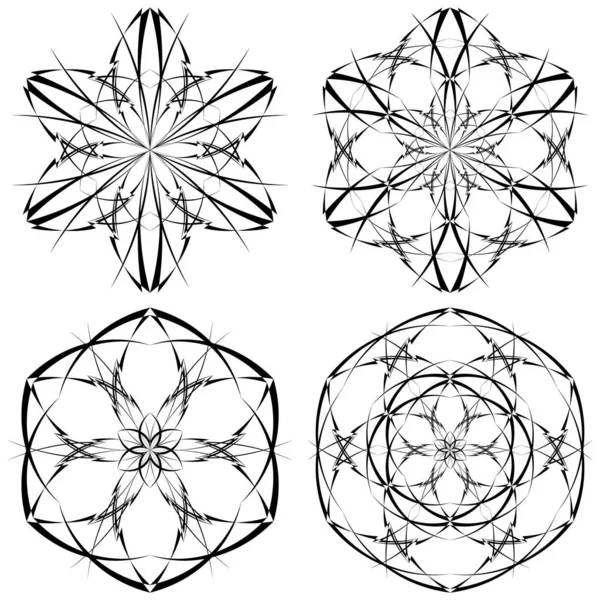 Abstrakte Kreis Hintergründe Trendige Geometrische Schwarze Linien Blumenmuster Vektor Moderne — Stockvektor
