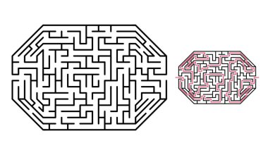 Giriş ve çıkış ile soyut labirent / labirent. Vektör labirent 273.