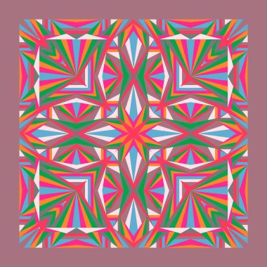 Güzel geometrik desenli kare şal, modaya uygun soyut süs, moda tasarım, tekstil için vektör dokusu, dekorasyon.