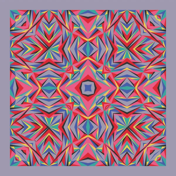 具有漂亮几何图案的正方形披肩 时髦的抽象装饰品 时尚的设计 纺织品的矢量纹理 — 图库矢量图片