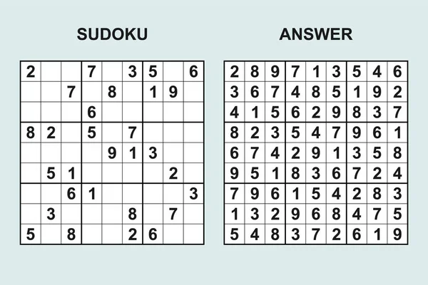 Sudoku Vettoriale Con Risposta 429 Puzzle Game Con Numeri — Vettoriale Stock