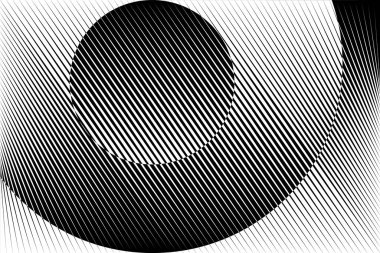 Soyut yarım ton çizgileri çember arka plan, geometrik dinamik desen, kart, kapak, poster, dekorasyon için vektör modern tasarım dokusu.