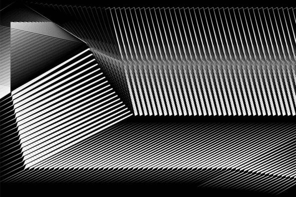Abstract Halftoon Lijnen Zwart Metallic Effect Achtergrond Geometrisch Dynamisch Patroon — Stockvector