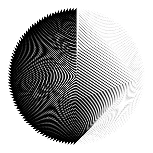 Absztrakt Félhang Vonalak Fekete Fehér Kör Háttér Minimális Geometriai Dinamikus — Stock Vector