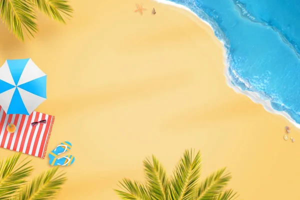 Verano Composición Playa Con Espacio Para Copiar — Foto de Stock