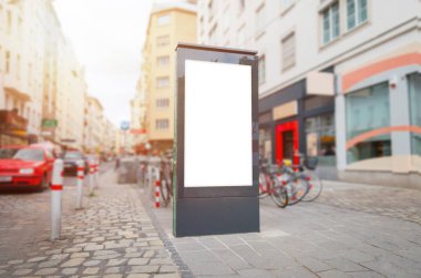 Işık şehri, video billboard mockup sokakta yol açtı. Araba arka planda.
