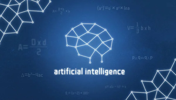 Conceito Inteligência Artificial Cérebro Como Fio Uma Fusão Conhecimentos Fórmulas — Fotografia de Stock