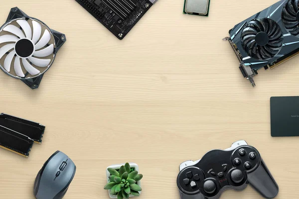 Concept Composition Jeux Informatiques Avec Pièces Ordinateur Joypad Jeu — Photo