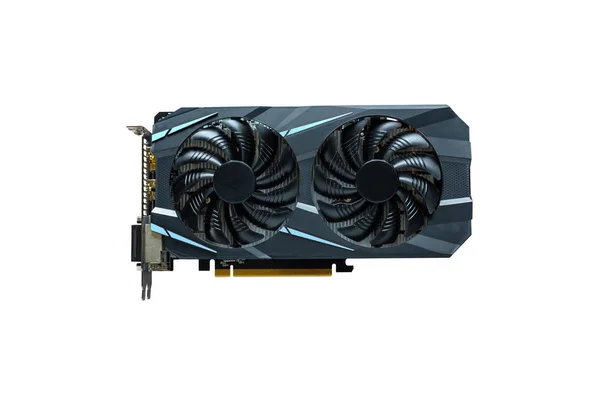Computer Graphics Card Isolated Modern Card Two Cooling Fans — Stock Photo, Image