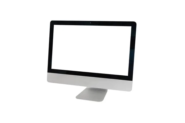 アプリやウェブサイトのプロモーションのための隔離された画面と白で隔離されたコンピュータディスプレイ — ストック写真