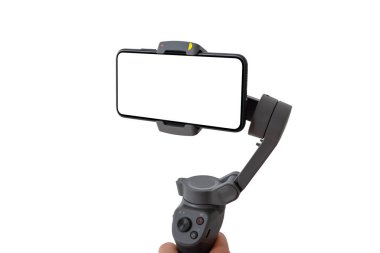 Telefonu yakın çekime al. İzole görüntü ve arkaplan. Yan görünüm