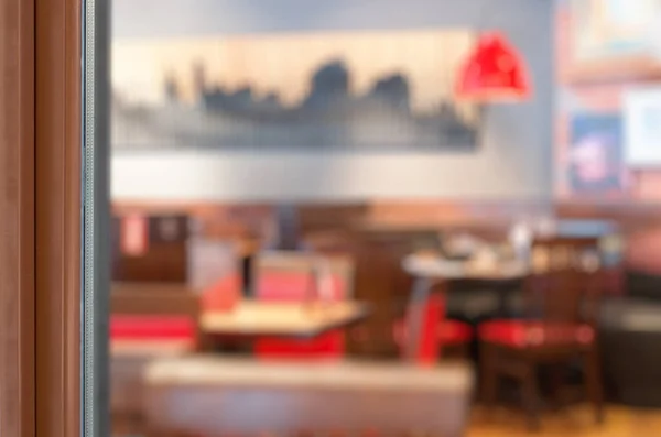 Empty Coffee Shop Window Logo Promotion — Stock Photo, Image