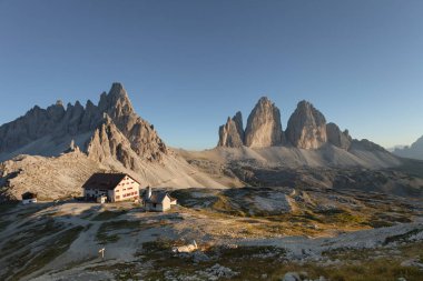 summer sunset in Tre Cime di Lavaredo in Dolomites area