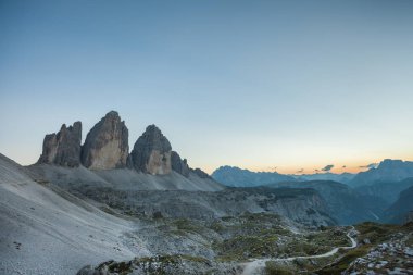 summer sunset in Tre Cime di Lavaredo in Dolomites area
