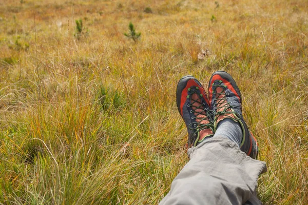 Relajante en un amplio pasto de montaña en otoño —  Fotos de Stock