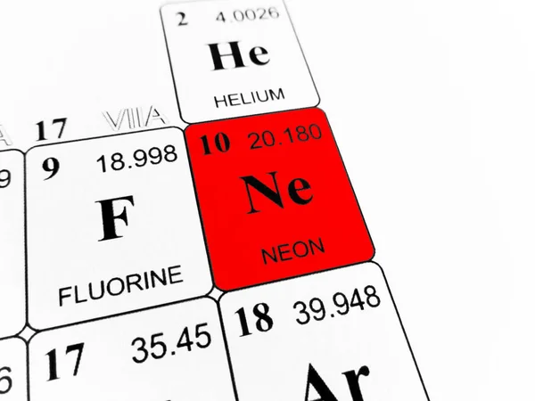 Neon i det periodiska systemet av element — Stockfoto